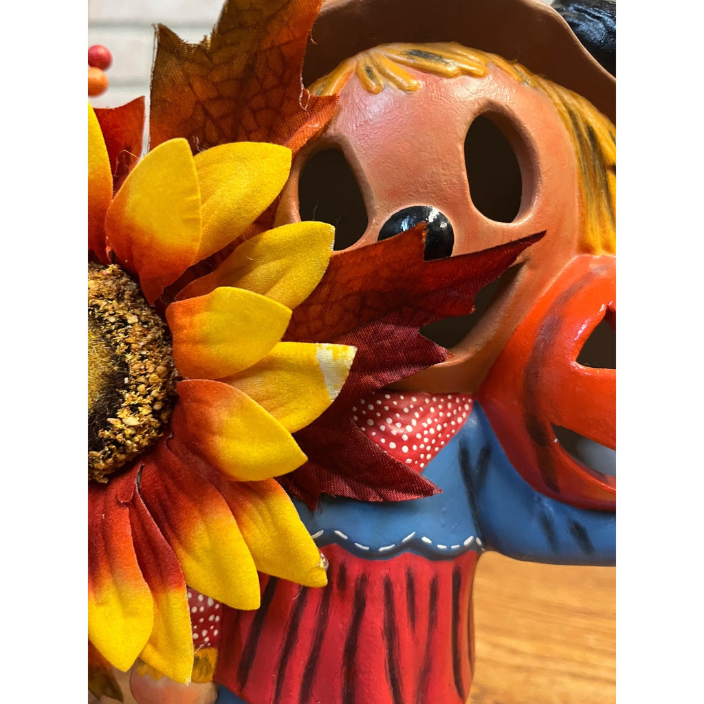 Vintage 1970’s Light Up Ceramic Scarecrow For Sale Pumpkins Halloween