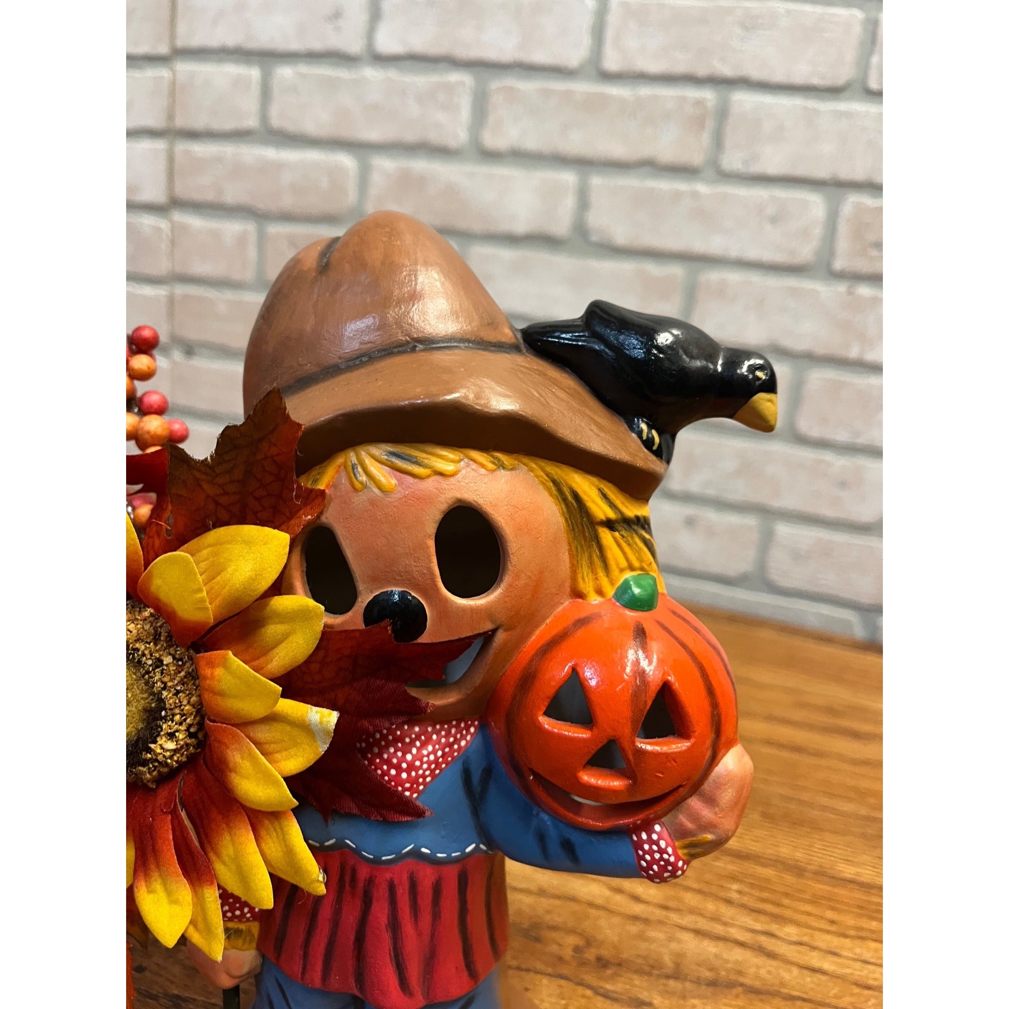 Vintage 1970’s Light Up Ceramic Scarecrow For Sale Pumpkins Halloween
