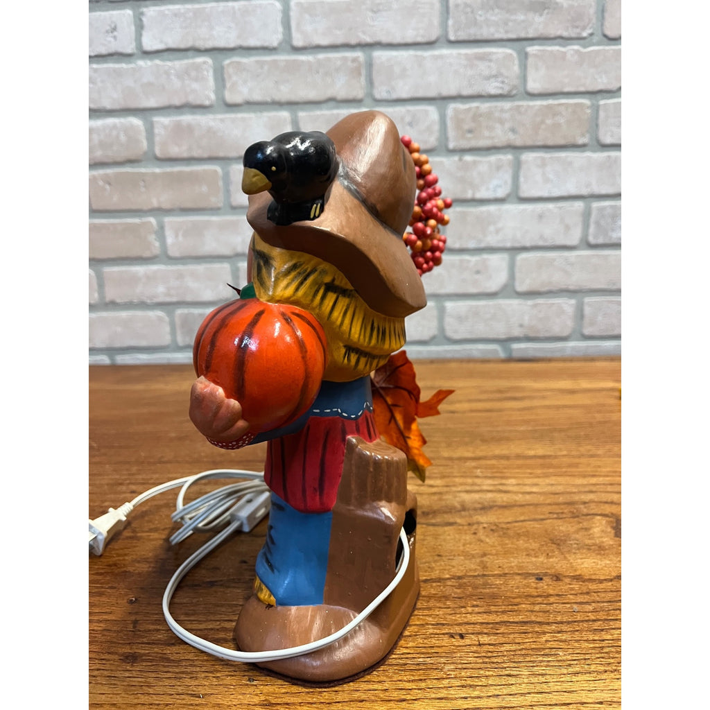 Vintage 1970’s Light Up Ceramic Scarecrow For Sale Pumpkins Halloween