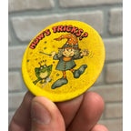 Vintage 1970s Hallmark Hows Tricks Halloween Magician Frog Witch Pin Button