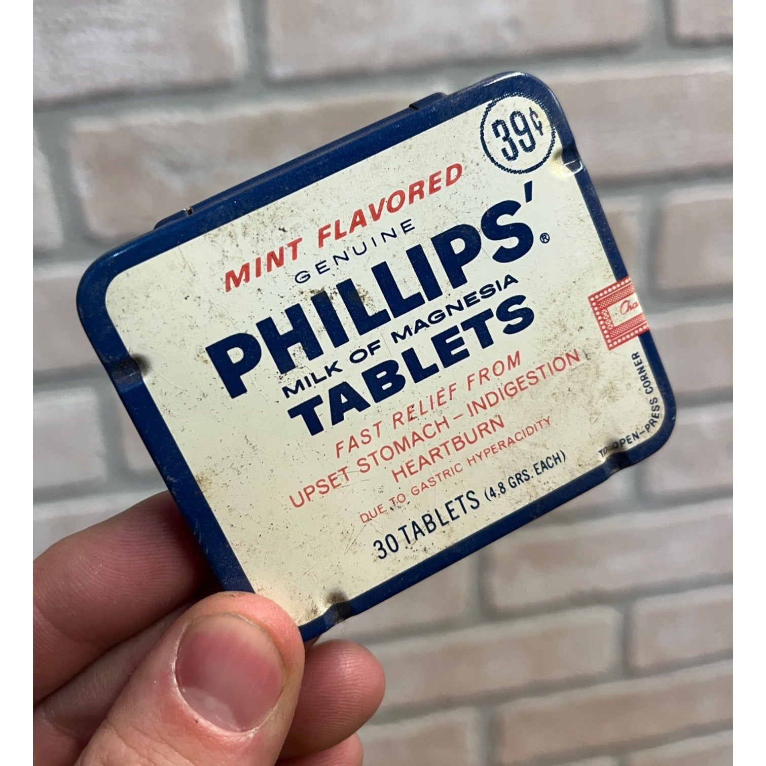 Vintage Phillips Milk of Magnesia Tablets Original Tin W/ Contents