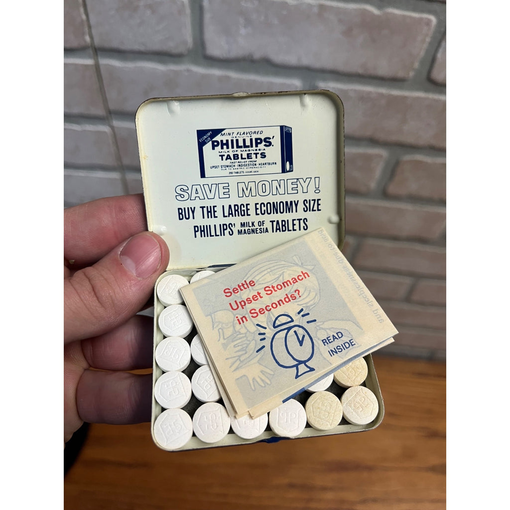 Vintage Phillips Milk of Magnesia Tablets Original Tin W/ Contents