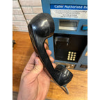Vintage 1980s Coin-Operated Wall-Mount Pay Telephone Blue Steel Caller COCOT