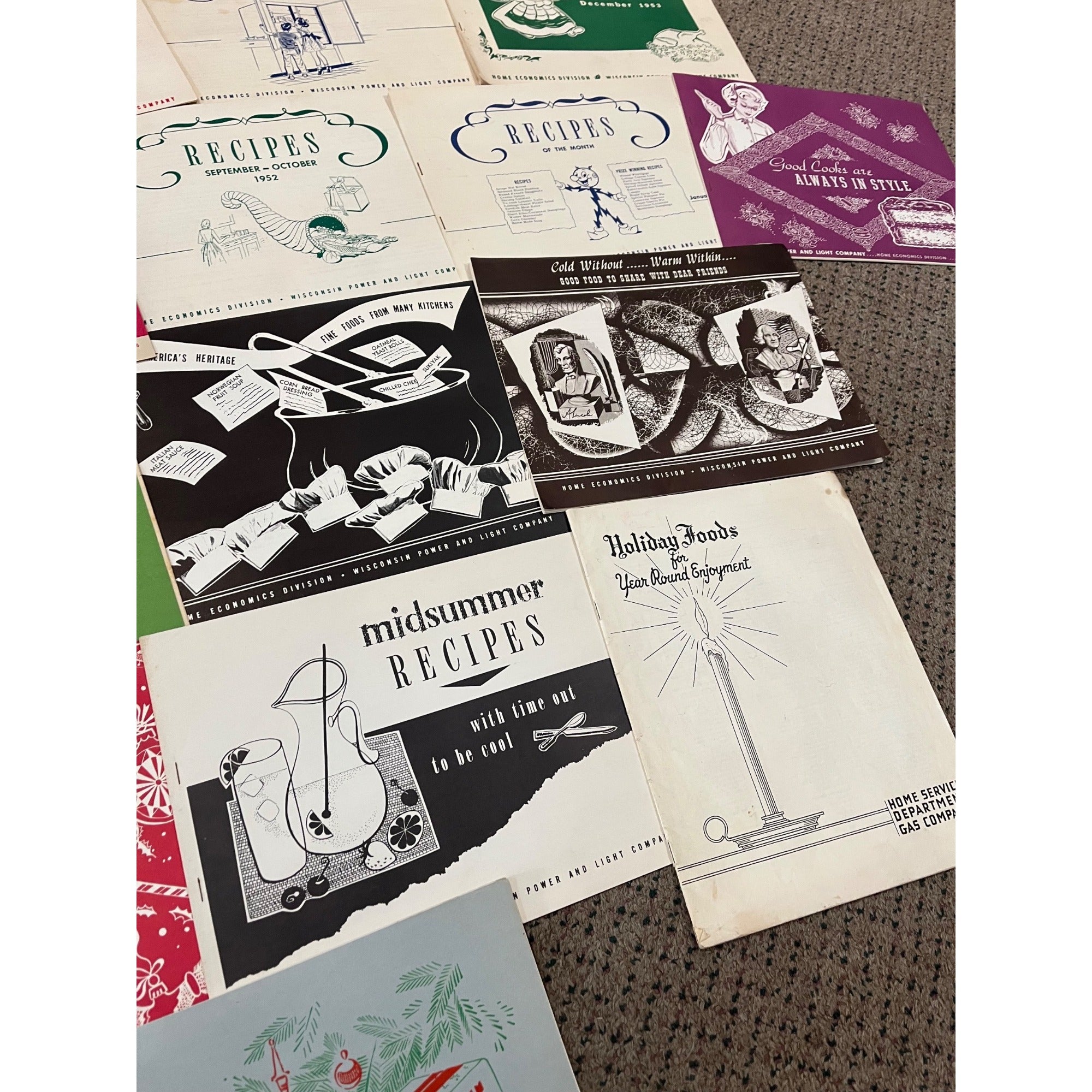Vintage 1950s Wisconsin Power & Light Company Recipe Books Christmas Huge Lot
