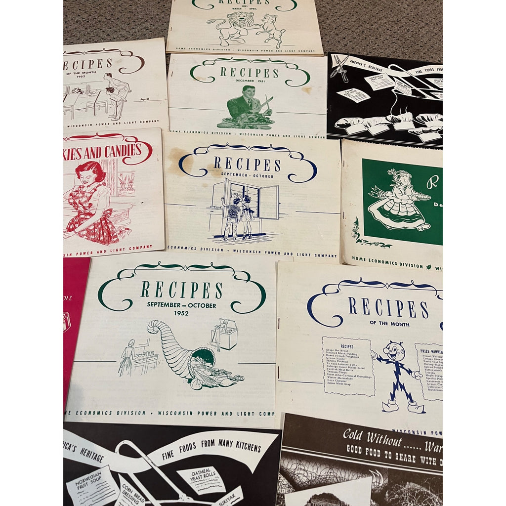 Vintage 1950s Wisconsin Power & Light Company Recipe Books Christmas Huge Lot