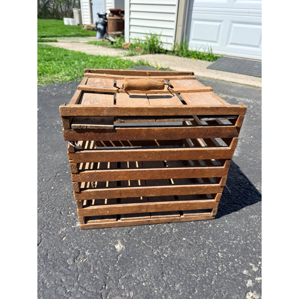 Vintage Primitive Wooden Egg Crate Carrier Humpty Dumpy  Farmhouse