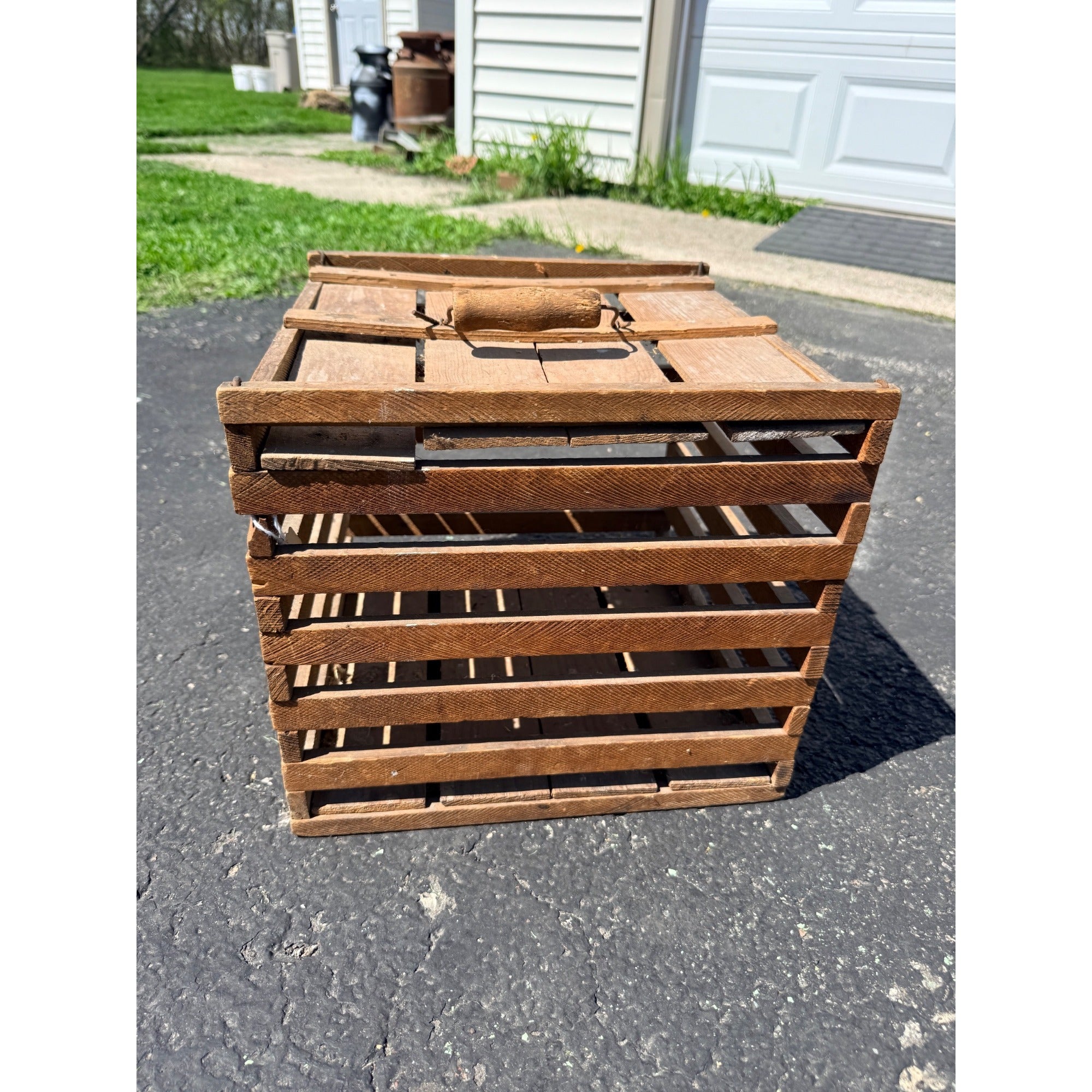 Vintage Primitive Wooden Egg Crate Carrier Humpty Dumpy  Farmhouse
