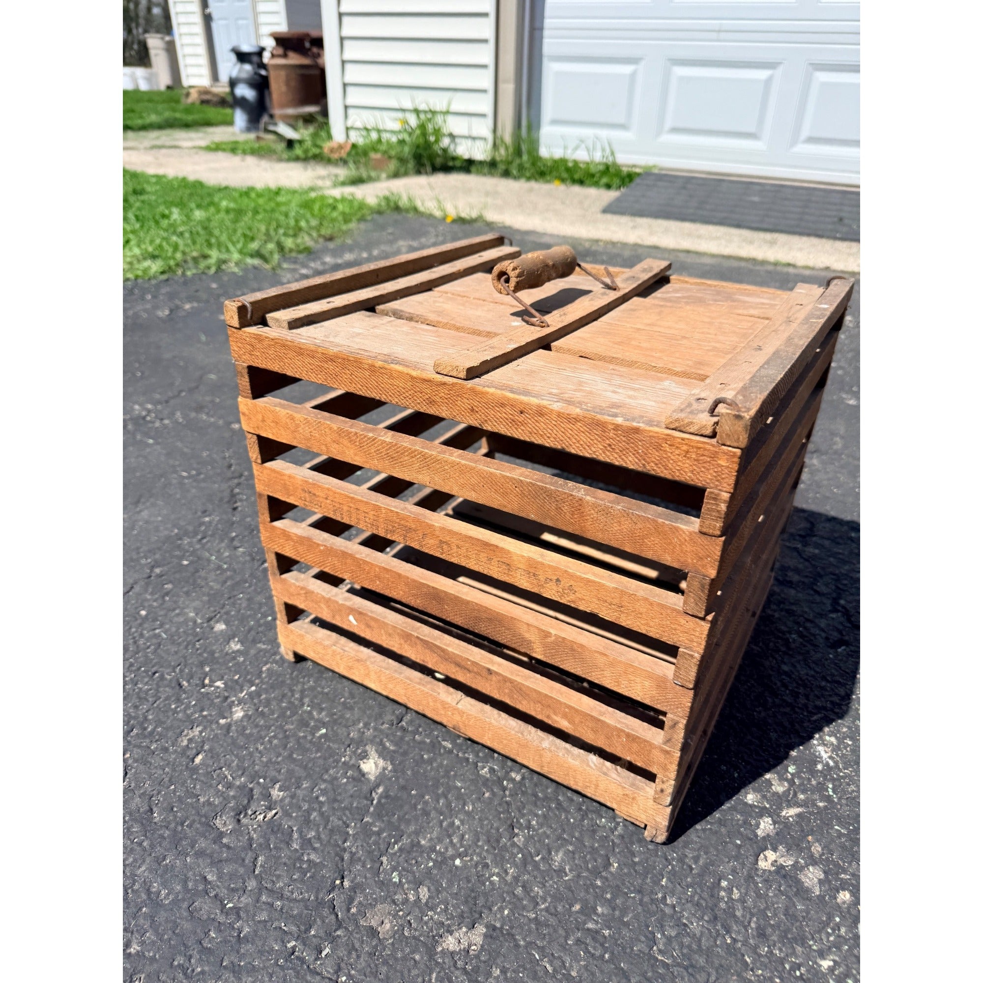 Vintage Primitive Wooden Egg Crate Carrier Humpty Dumpy  Farmhouse