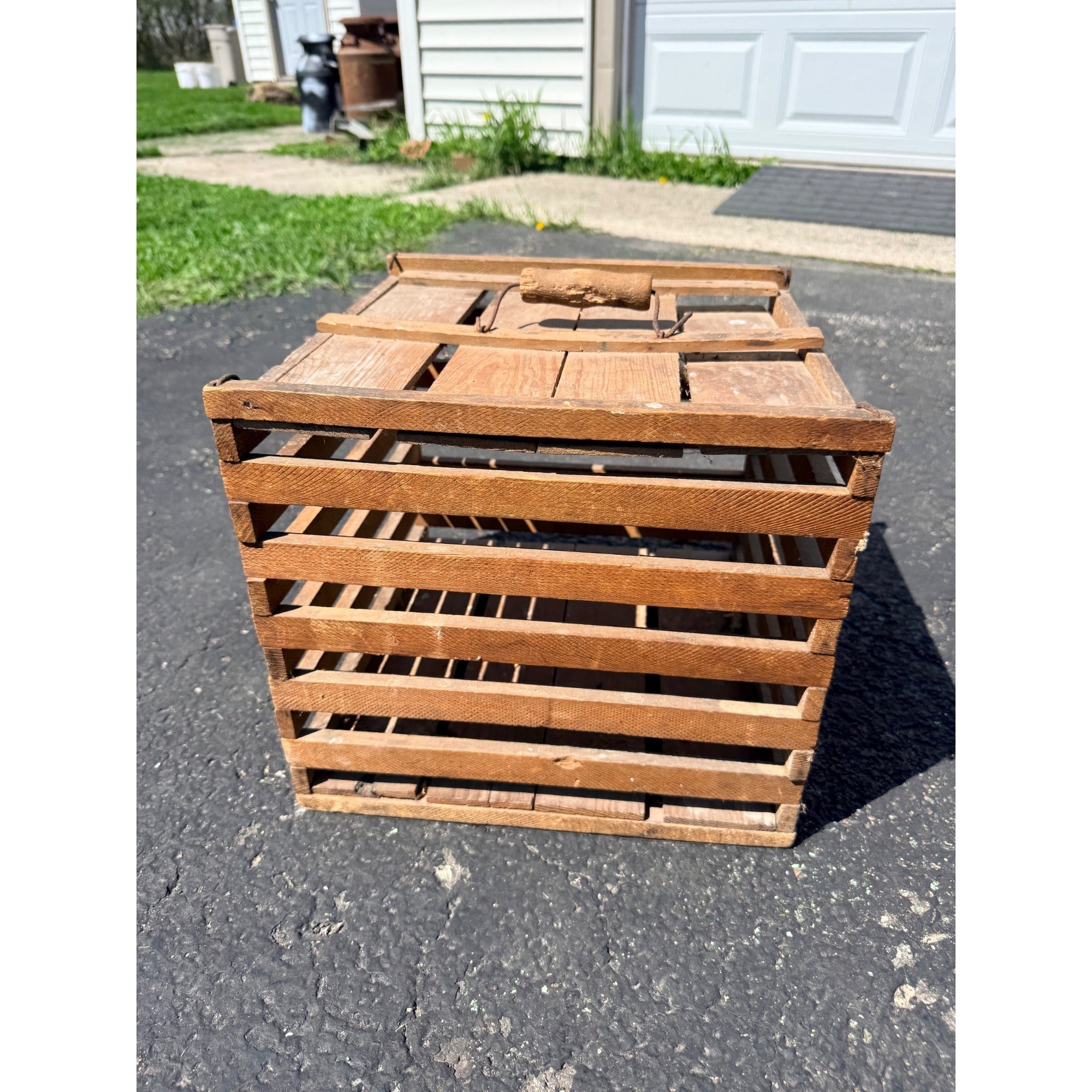 Vintage Primitive Wooden Egg Crate Carrier Humpty Dumpy  Farmhouse
