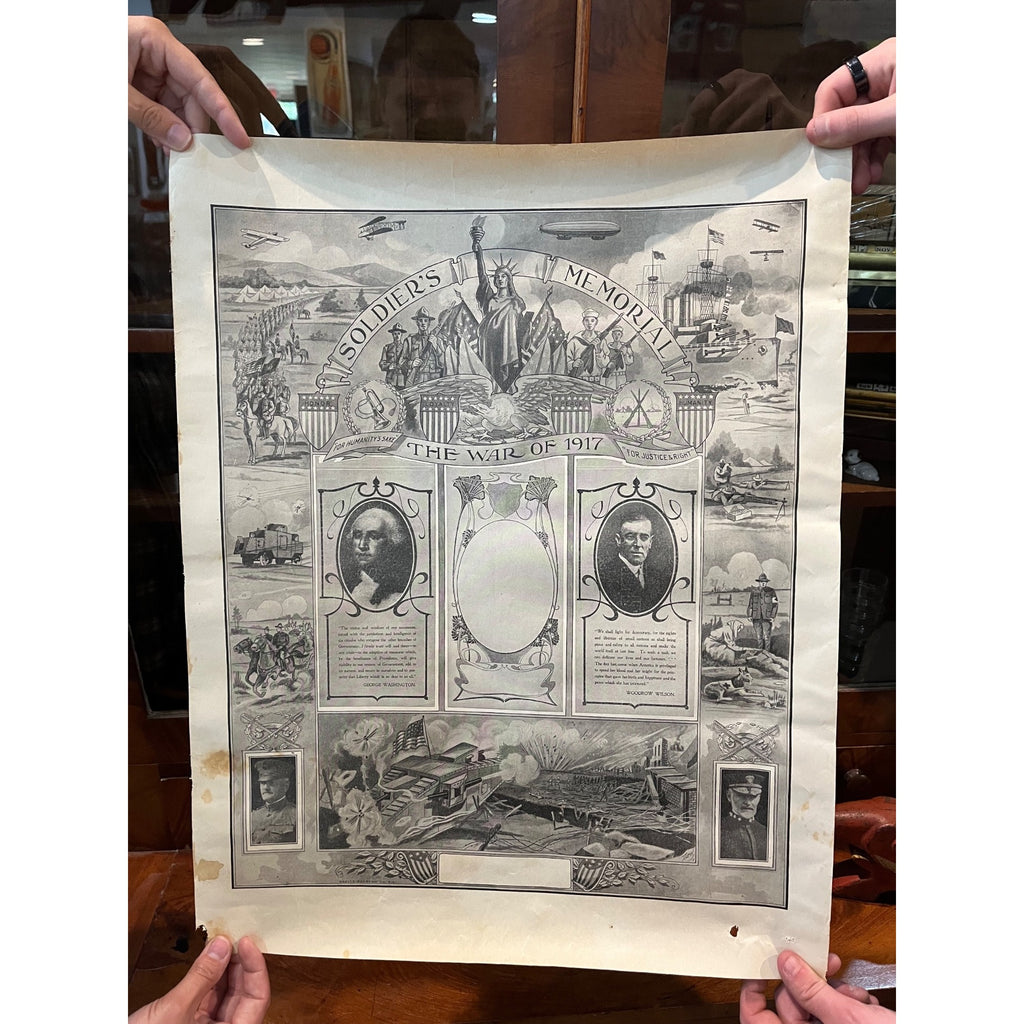 World War I 1917 Soldiers Memorial Poster WWI Washington Woodrow Wilson WW1
