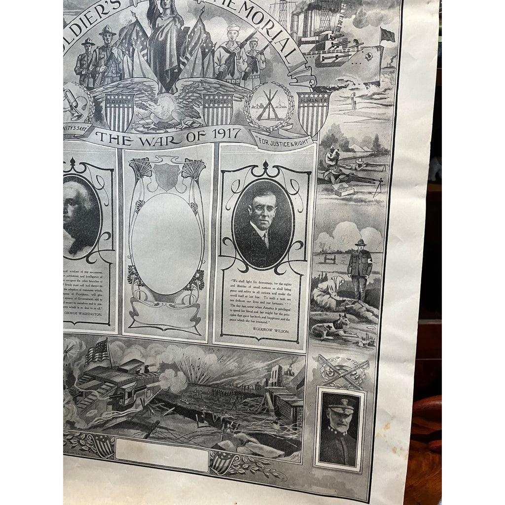 World War I 1917 Soldiers Memorial Poster WWI Washington Woodrow Wilson WW1
