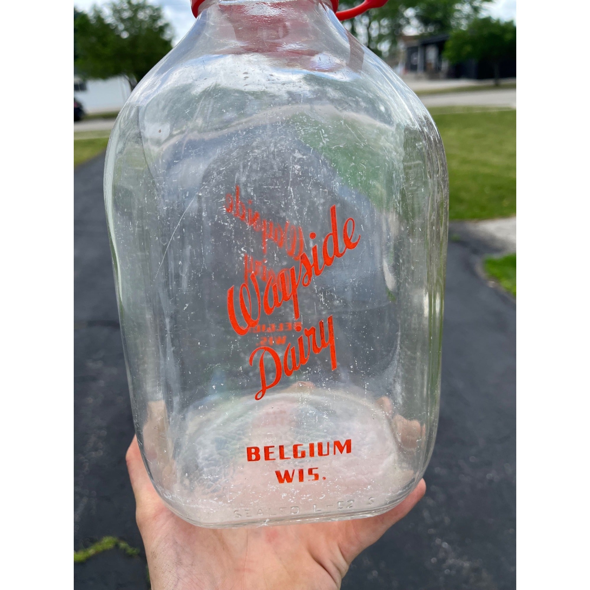 Vintage Wayside Dairy Belgium Wisconsin Wis WI ONE GALLON Glass Milk Bottle