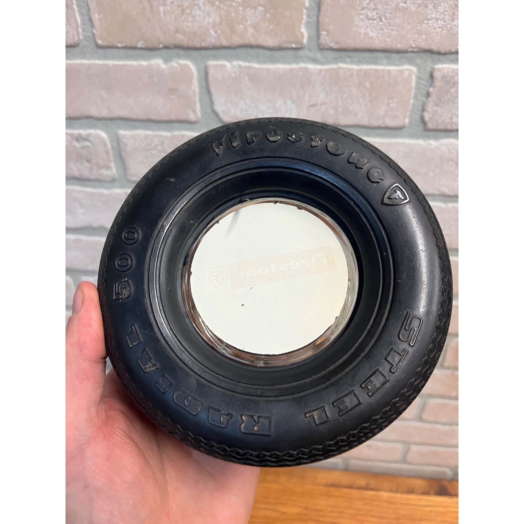 Vintage Firestone Steel Belted Radial 500 Rubber Glass Tire Advertising Ashtray