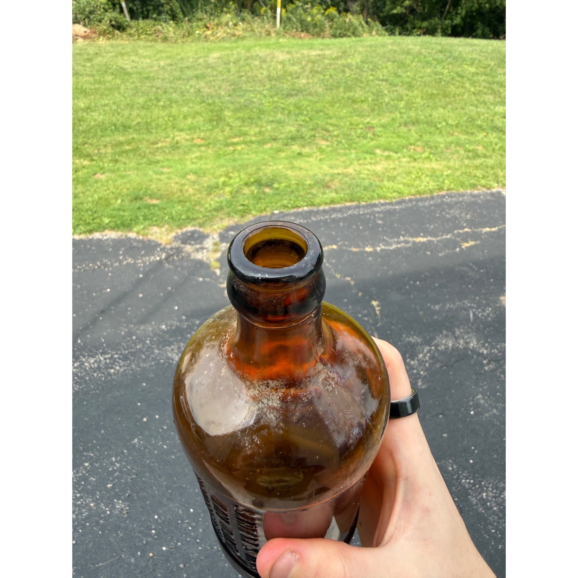Vintage Honey Amber Sanford's Inks One Pint and Library Paste Bottle Embossed
