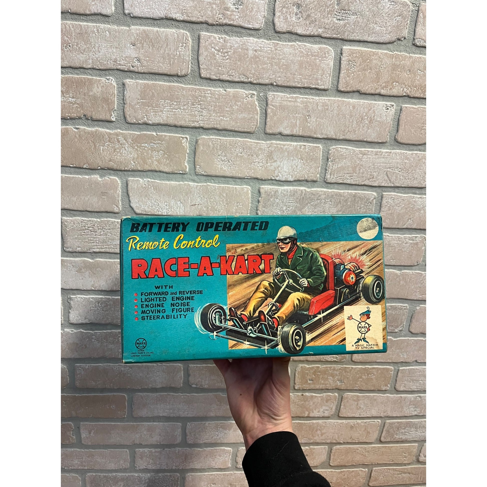 Vintage 1960's Marx Race-A-Kart Remote Control Toy Original Box
