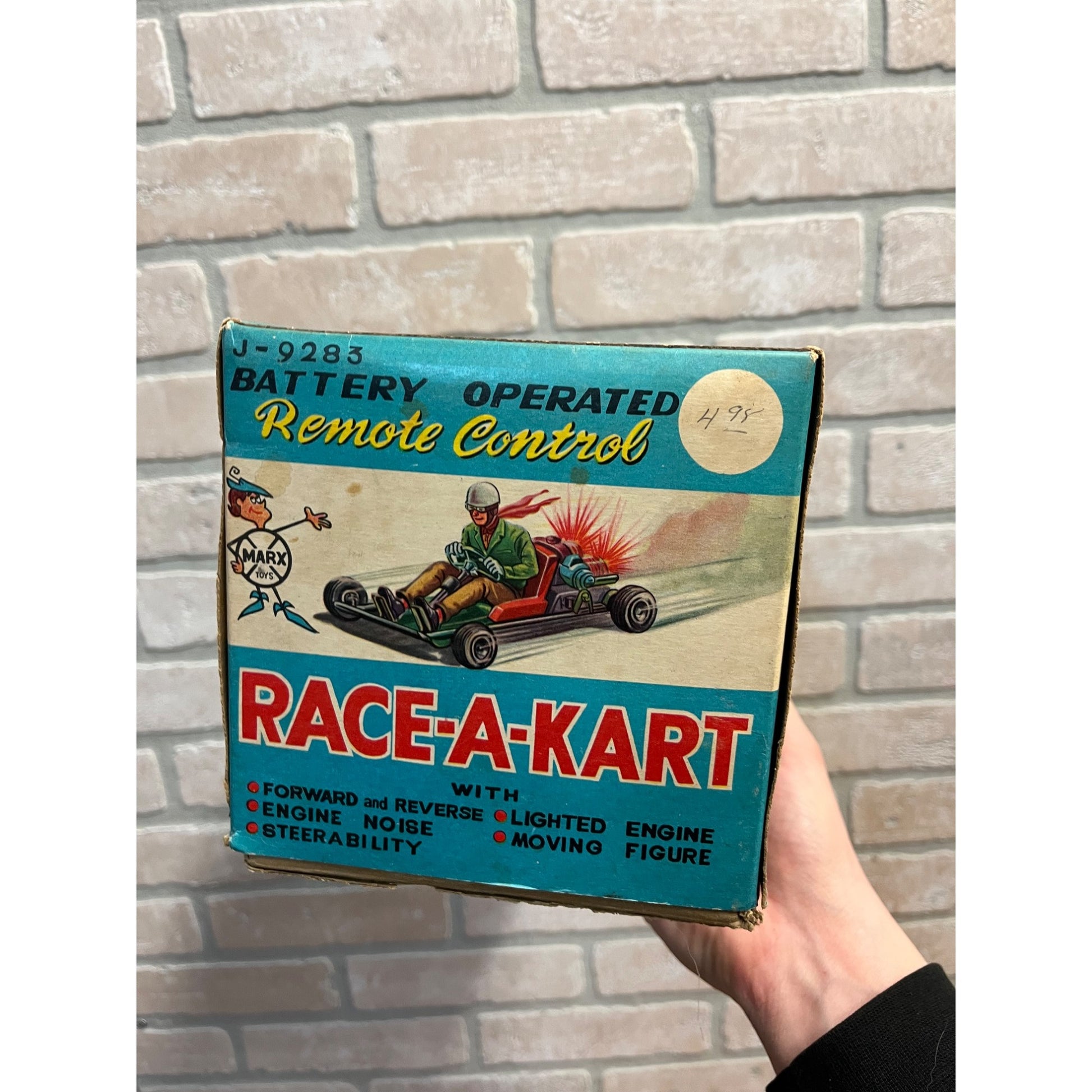 Vintage 1960's Marx Race-A-Kart Remote Control Toy Original Box