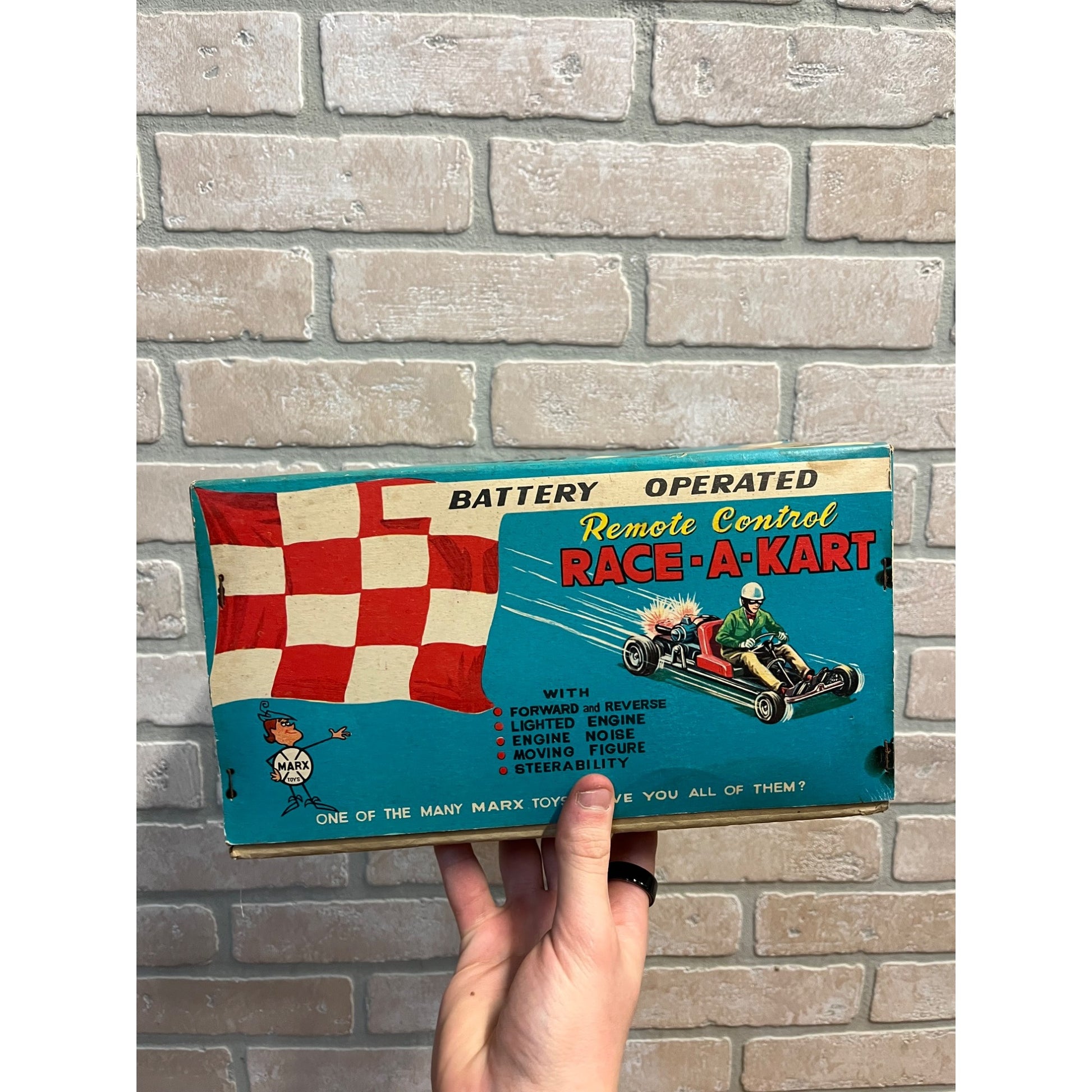 Vintage 1960's Marx Race-A-Kart Remote Control Toy Original Box