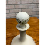 Antique Victorian Milk Glass Vanity Dresser Bottle Decanter w/ Stopper Gold Ornate Detail