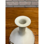 Antique Victorian Milk Glass Vanity Dresser Bottle Decanter w/ Stopper Gold Ornate Detail