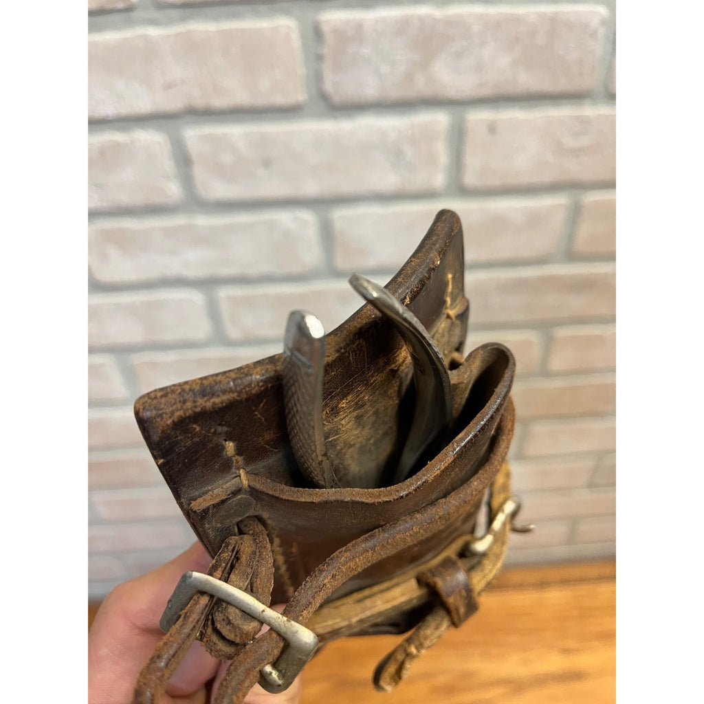 Antique Leather Belt Tool Holder Frog Lineman Fence Pliers Holster c1930