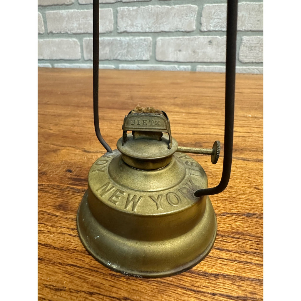 Dietz Brass Boy Lantern Lamp Frame With Burner & wick No Globe For Parts Repair