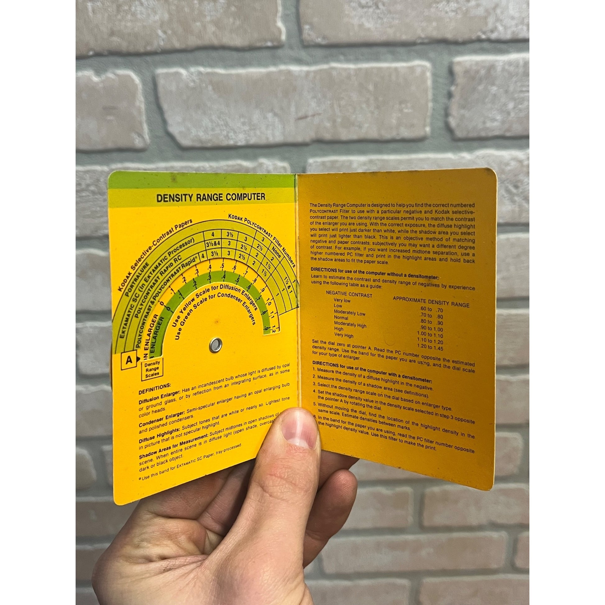 Kodak Polycontrast Filter Computer Exposure and Density Range Guide