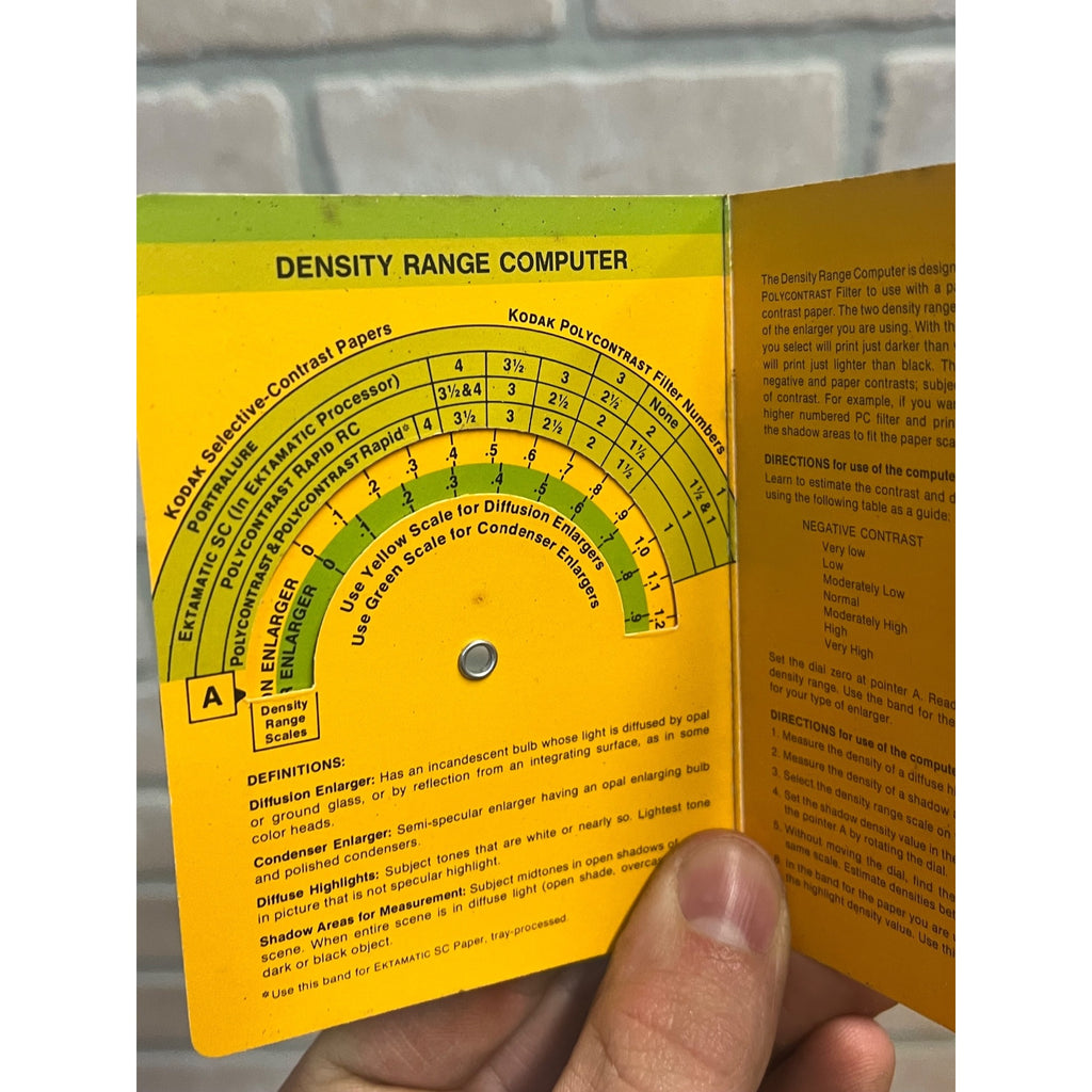 Kodak Polycontrast Filter Computer Exposure and Density Range Guide