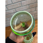 Rare Fenton Opalescent Vaseline Green Rib Lemonade Pitcher & Glass 5pc Set