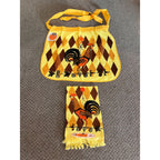 Vintage 1970s NOS Terry Treasure Rooster Kitchen Apron Towel Set MCM Retro US