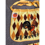 Vintage 1970s NOS Terry Treasure Rooster Kitchen Apron Towel Set MCM Retro US