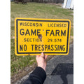 Vintage Wisconsin Licensed Game Farm Tin Metal Sign Hunting