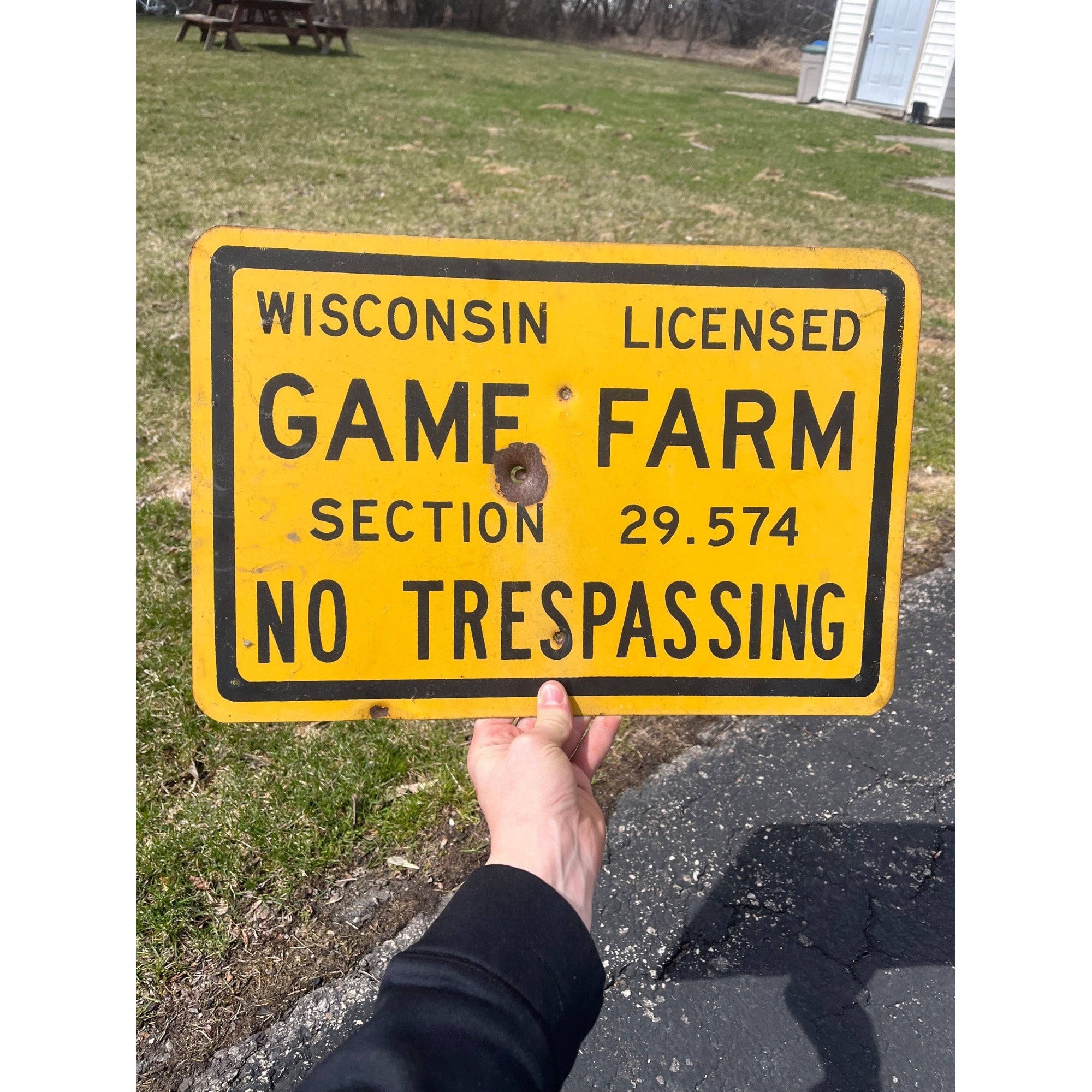 Vintage Wisconsin Licensed Game Farm Tin Metal Sign Hunting