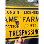 Vintage Wisconsin Licensed Game Farm Tin Metal Sign Hunting