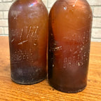 Pair Pre-Pro Schlitz Brewing Company Milwaukee Vintage Amber Beer Bottle Wis - Globe