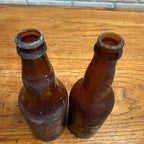 Pair Pre-Pro Schlitz Brewing Company Milwaukee Vintage Amber Beer Bottle Wis - Globe