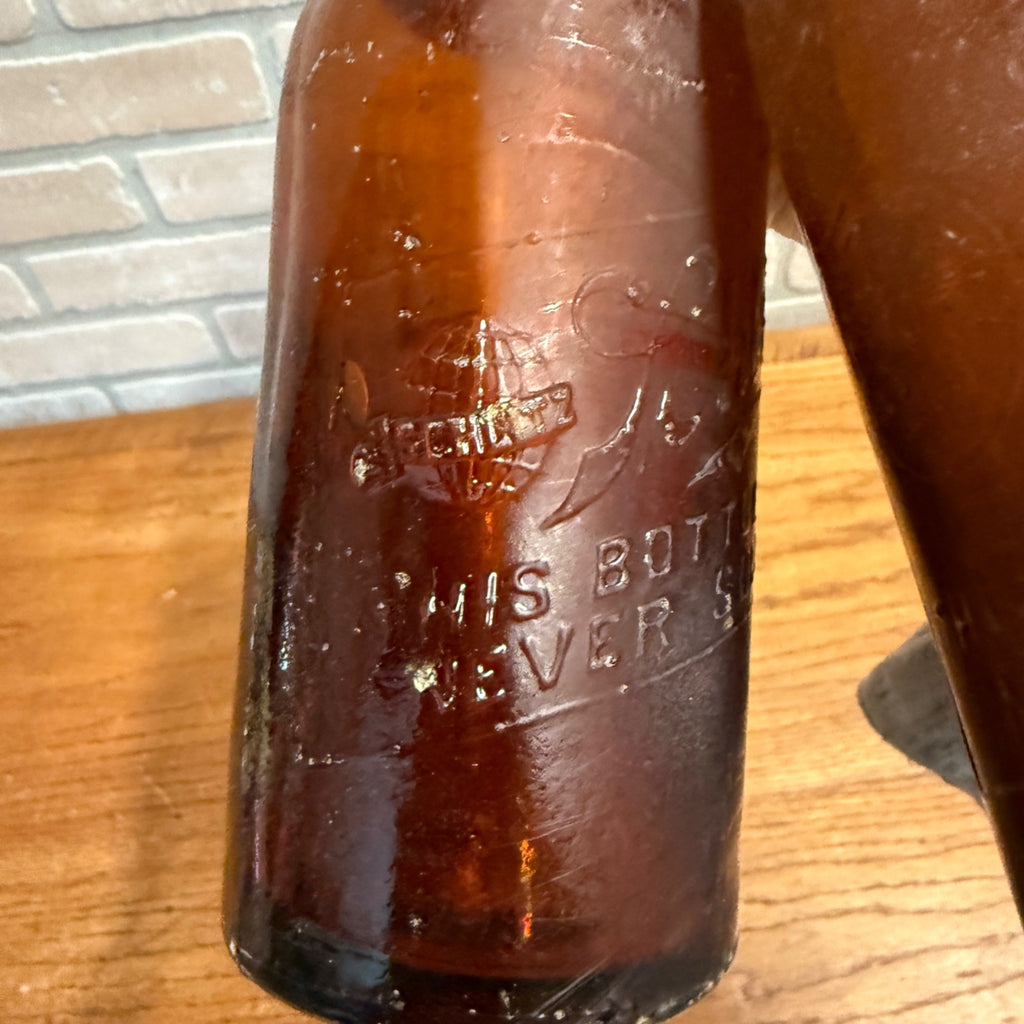 Pair Pre-Pro Schlitz Brewing Company Milwaukee Vintage Amber Beer Bottle Wis - Globe