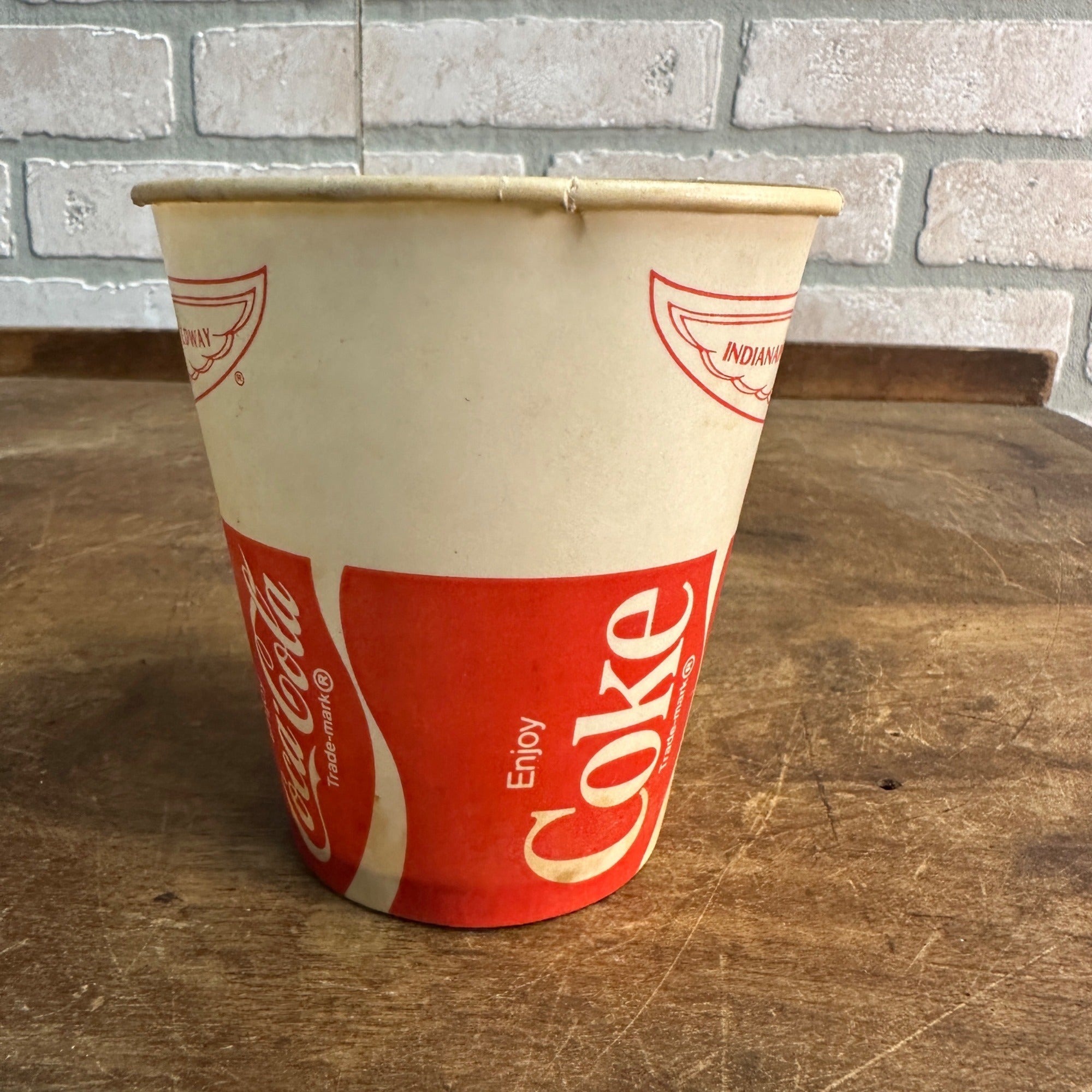 Vintage Coca Cola Indy 500 Wax Paper Soda Cup Coke