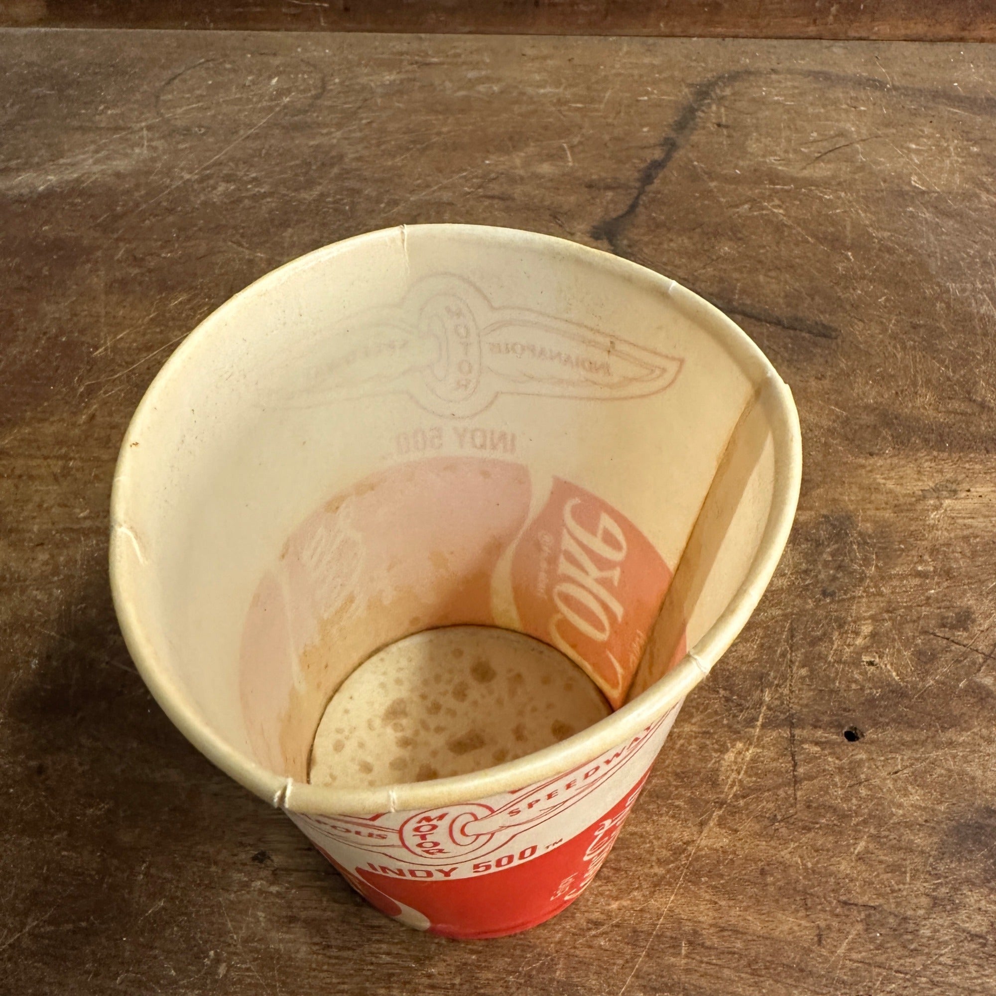 Vintage Coca Cola Indy 500 Wax Paper Soda Cup Coke