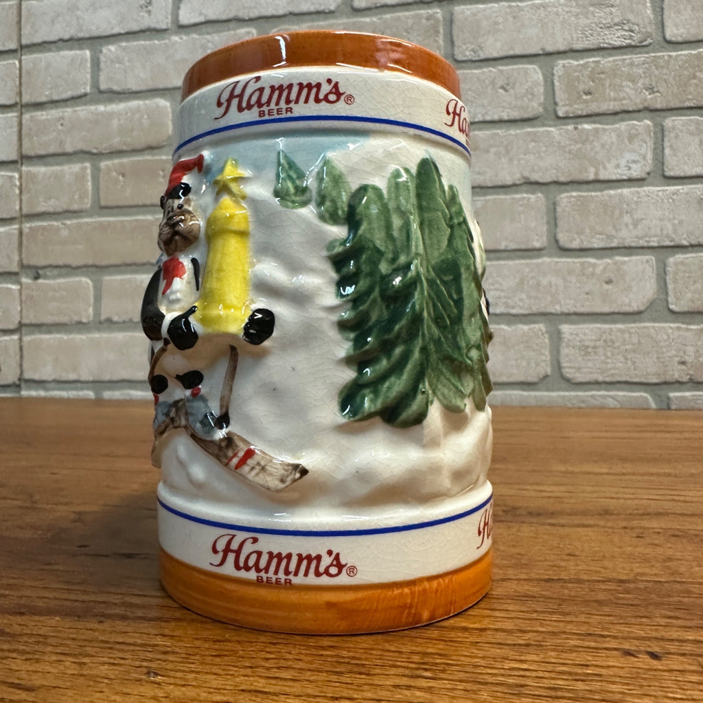 Hamm's Beer Bear Limited Edition 1986 Skiing Stein Mug 6-1/4"