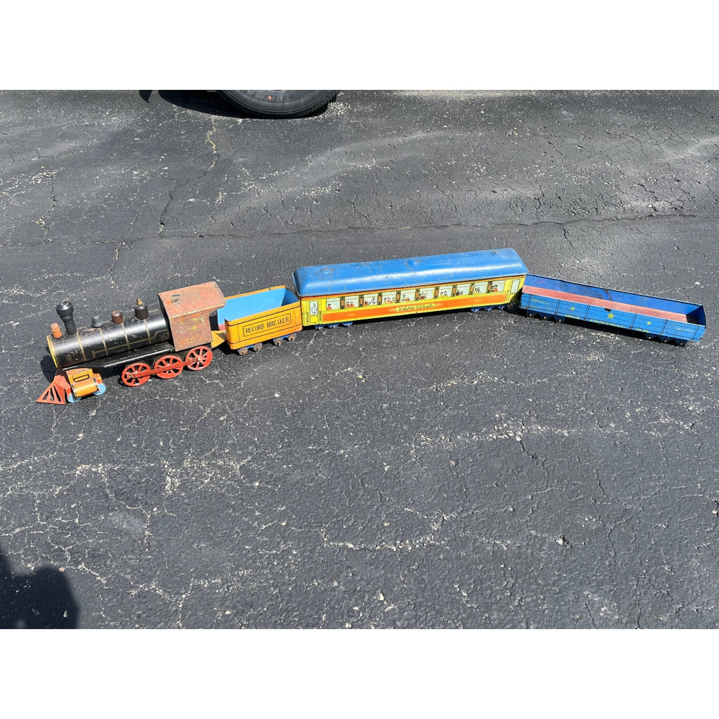 RARE Converse Large Scale Tin Train Toy 4pc Set Locomotive Manila Passenger Car