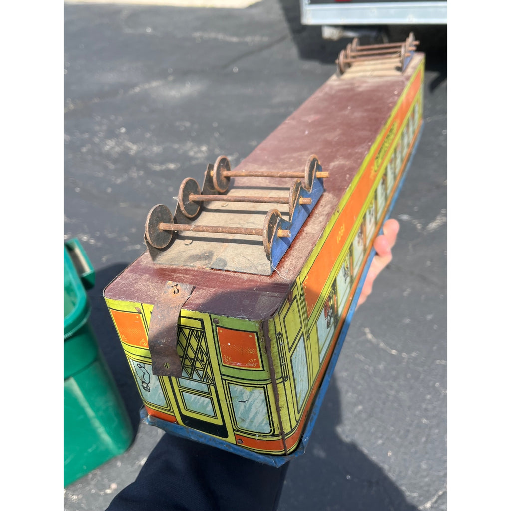 RARE Converse Large Scale Tin Train Toy 4pc Set Locomotive Manila Passenger Car