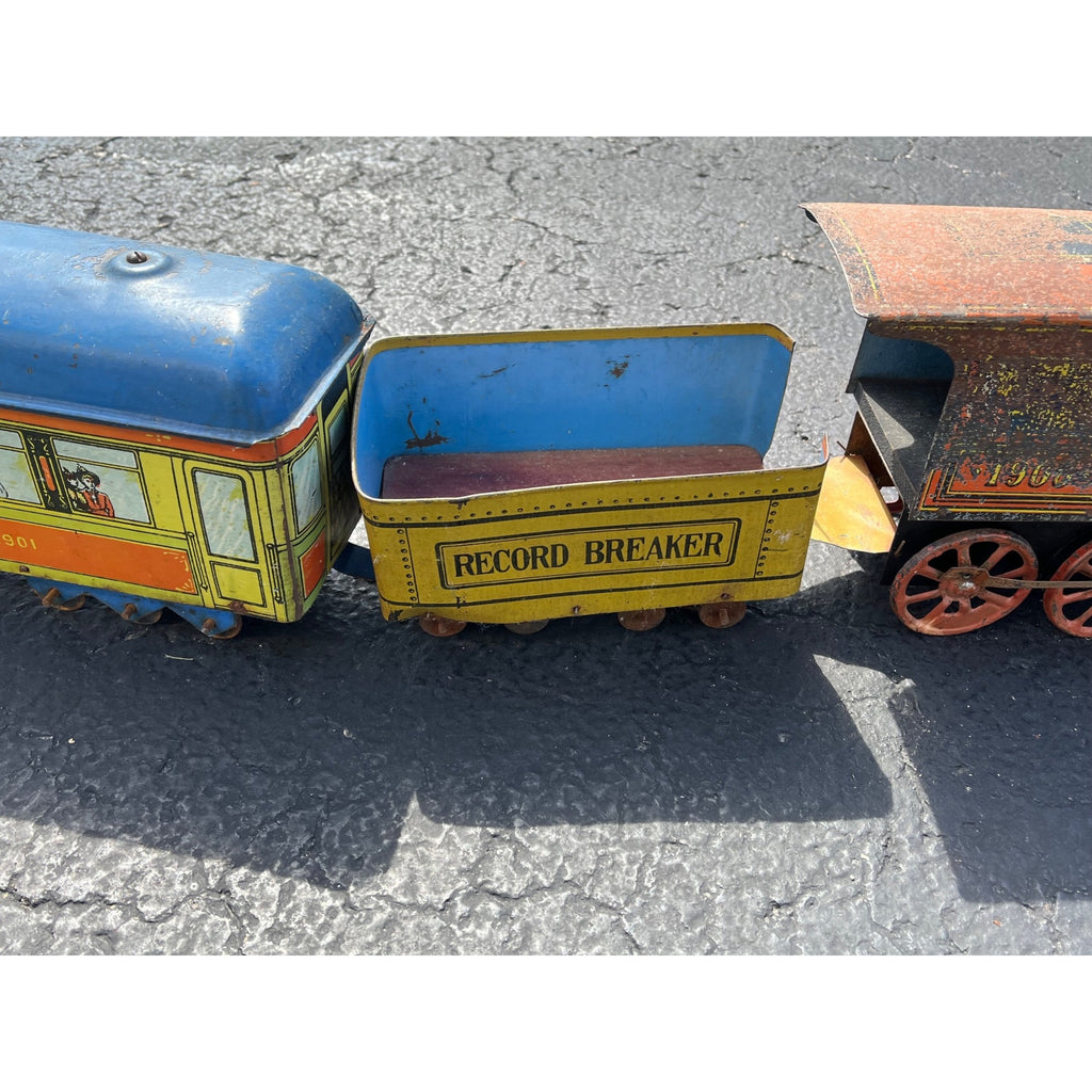 RARE Converse Large Scale Tin Train Toy 4pc Set Locomotive Manila Passenger Car