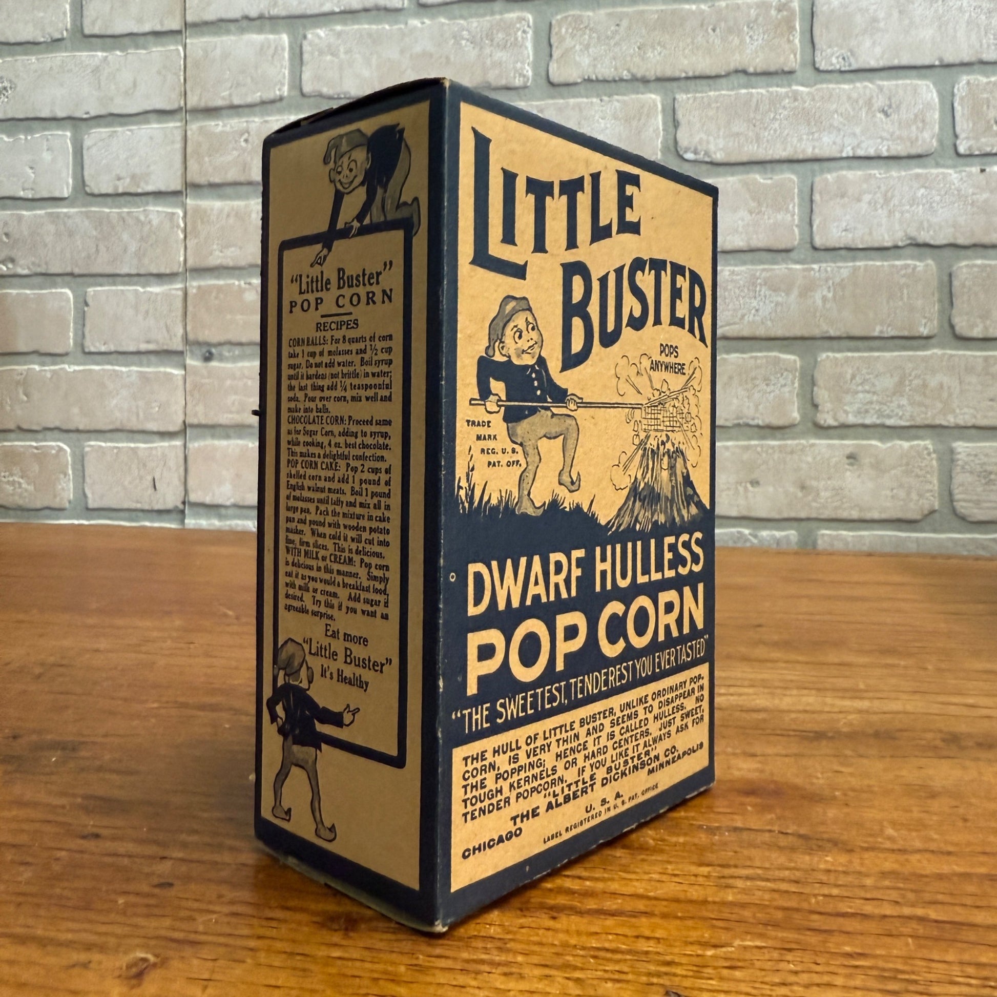 1920s Little Busters Dwarf Hulless Popcorn Box Advertising Movie Theater