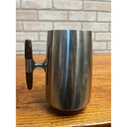 MCM 1960s Arthur Salm Stainless Steel and Teak Wood Tankards Mugs Cups Set (7)