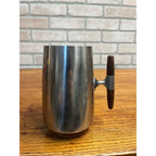 MCM 1960s Arthur Salm Stainless Steel and Teak Wood Tankards Mugs Cups Set (7)