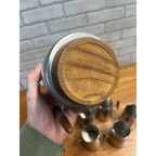 MCM 1960s Arthur Salm Stainless Steel and Teak Wood Tankards Mugs Cups Set (7)