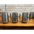 MCM 1960s Arthur Salm Stainless Steel and Teak Wood Tankards Mugs Cups Set (7)