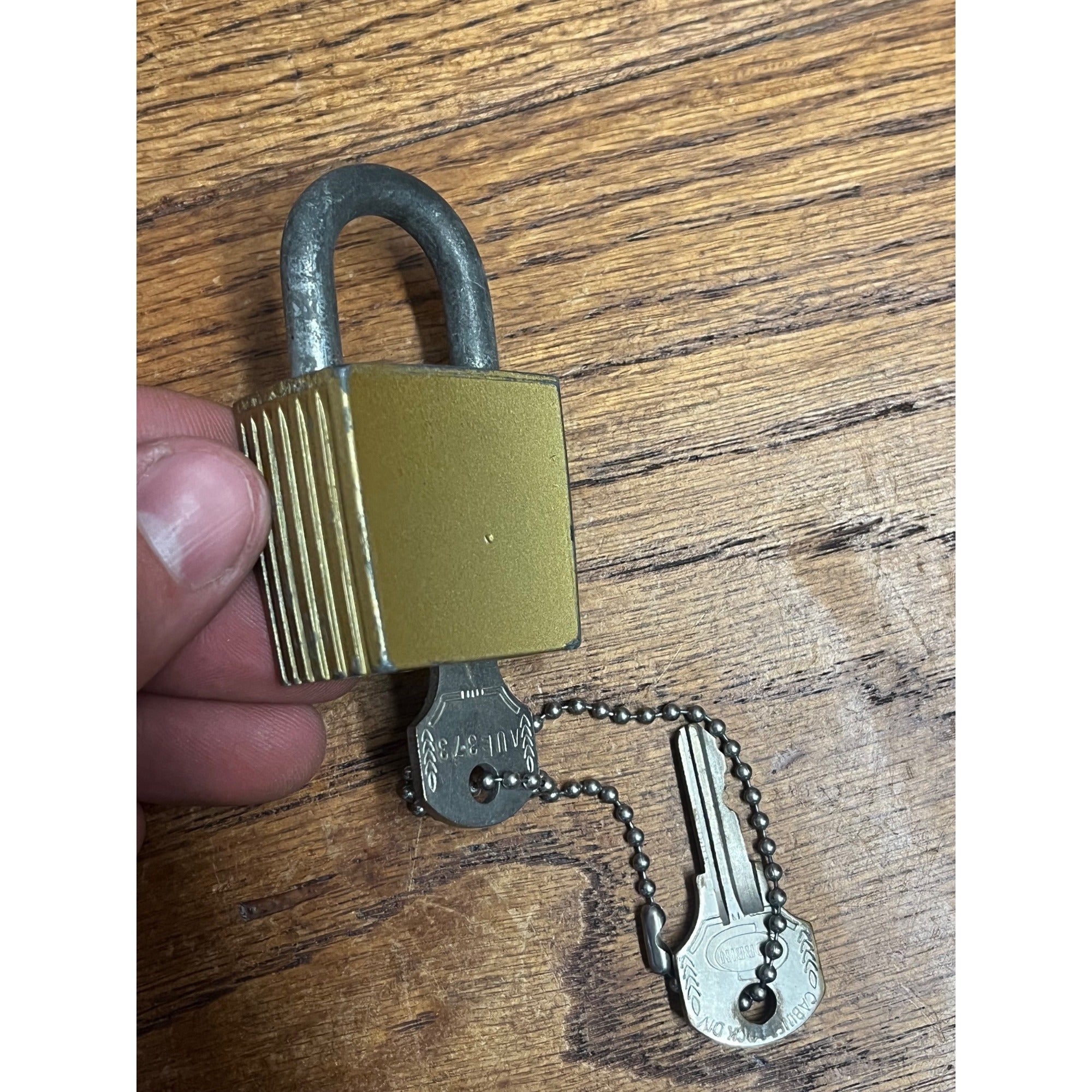 Vintage Corbin Cabinet Lock Co Padlock Working with Key -- Ribbed Sides