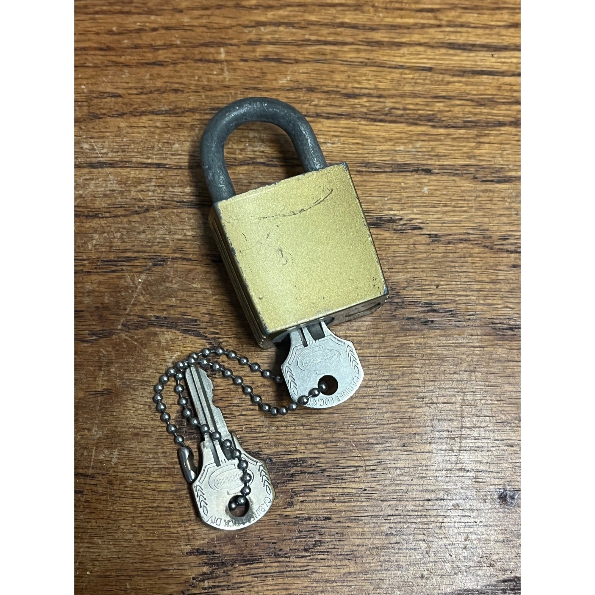 Vintage Corbin Cabinet Lock Co Padlock Working with Key -- Ribbed Sides
