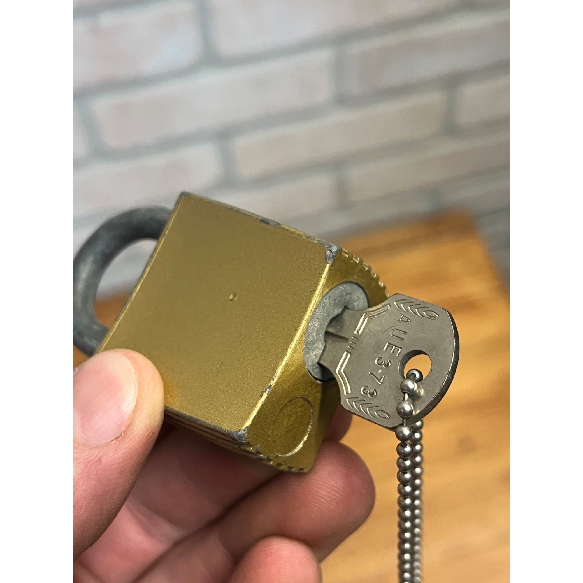 Vintage Corbin Cabinet Lock Co Padlock Working with Key -- Ribbed Sides